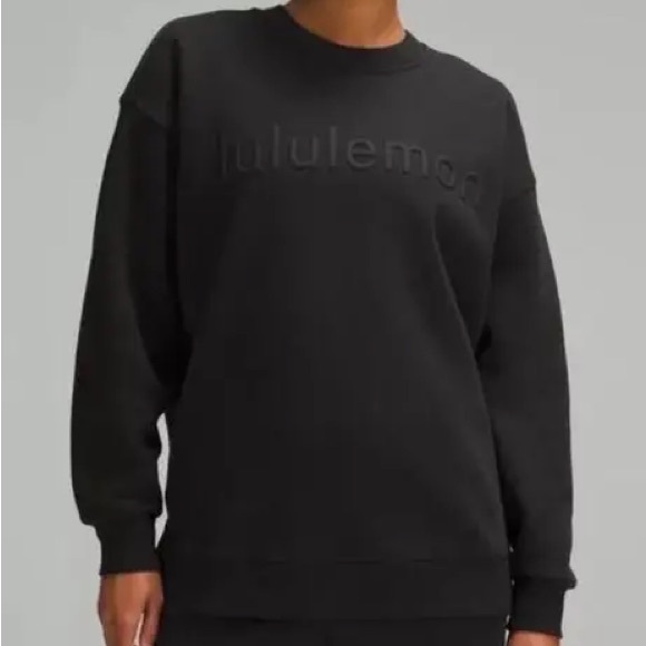 Lululemon Black Perfectly Oversized Crew Spell Out Graphic Sweatshirt - Picture 1 of 6
